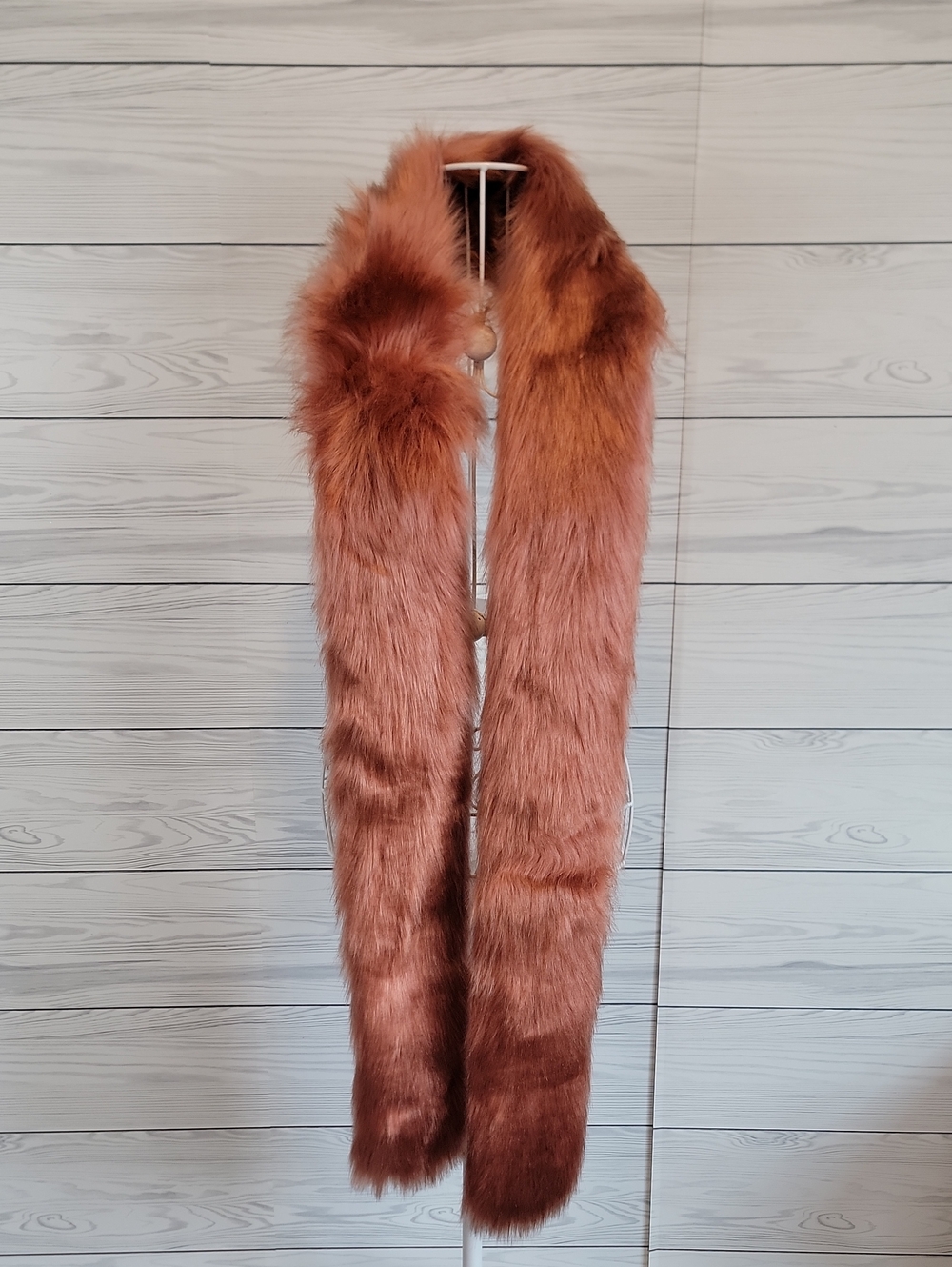 Fabulous Furs Scarf Lux Faux Fur By Donna Salyers - Rust Pink Extra Long 85"X5"